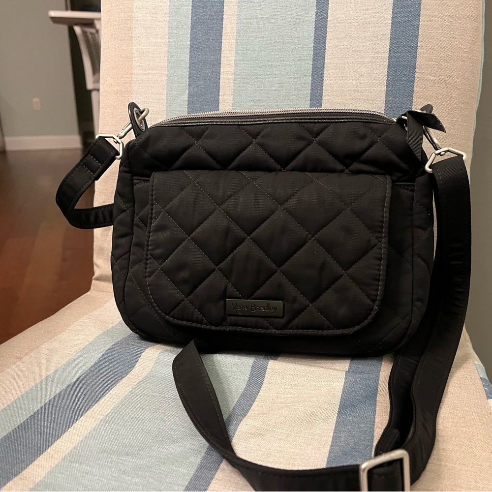 Vera Bradley Black Carson Mini Shoulder Bag